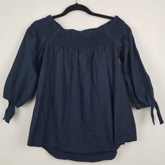 Do+Be Smocked off the shoulder tie sleeve top - Picture 1 of 5